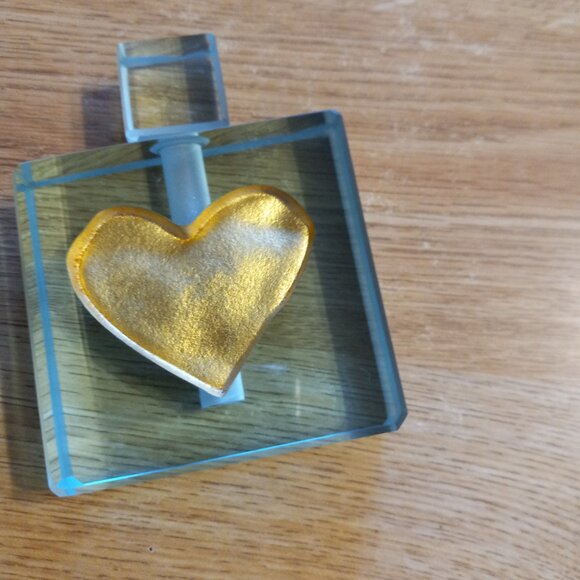 FELT GLASS Jeffery Andrews Studios 23k Gold Leaf Heart Crystal Perfume Bottle - Picture 3 of 4